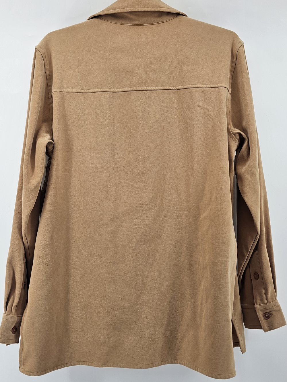 Denim & Co. Tan Button-Down Long Sleeve Shirt - Size Small - Picture 3 of 6